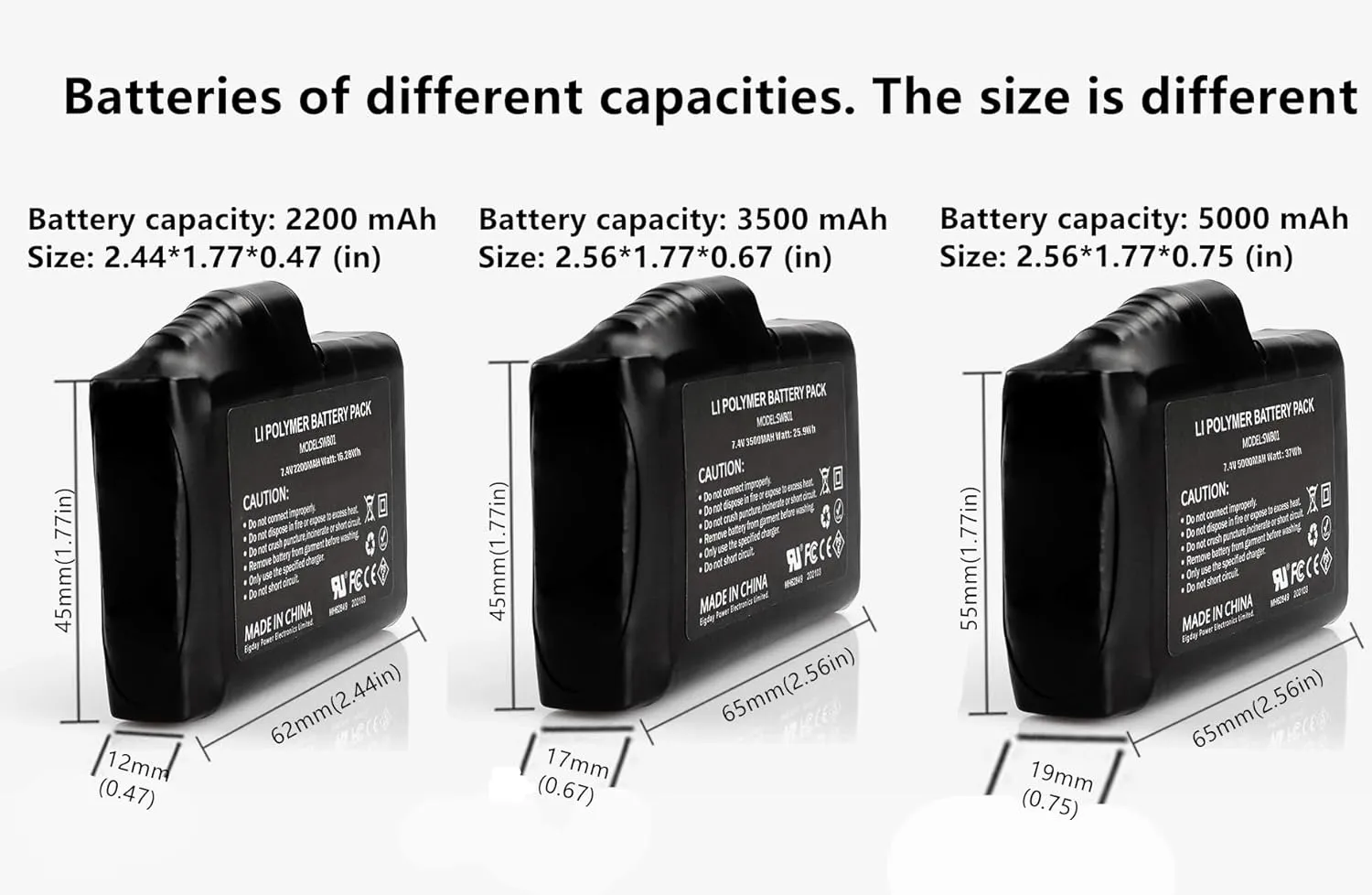 5000mAh 7.4V Rechargeable Li-ion Battery Replacement for Heated Gloves, Socks, Thermal Heated Underwear Clothes，RC Car, Boat, Robot, DIY, LED Light Strip, CCTV Camera (5000mAh)