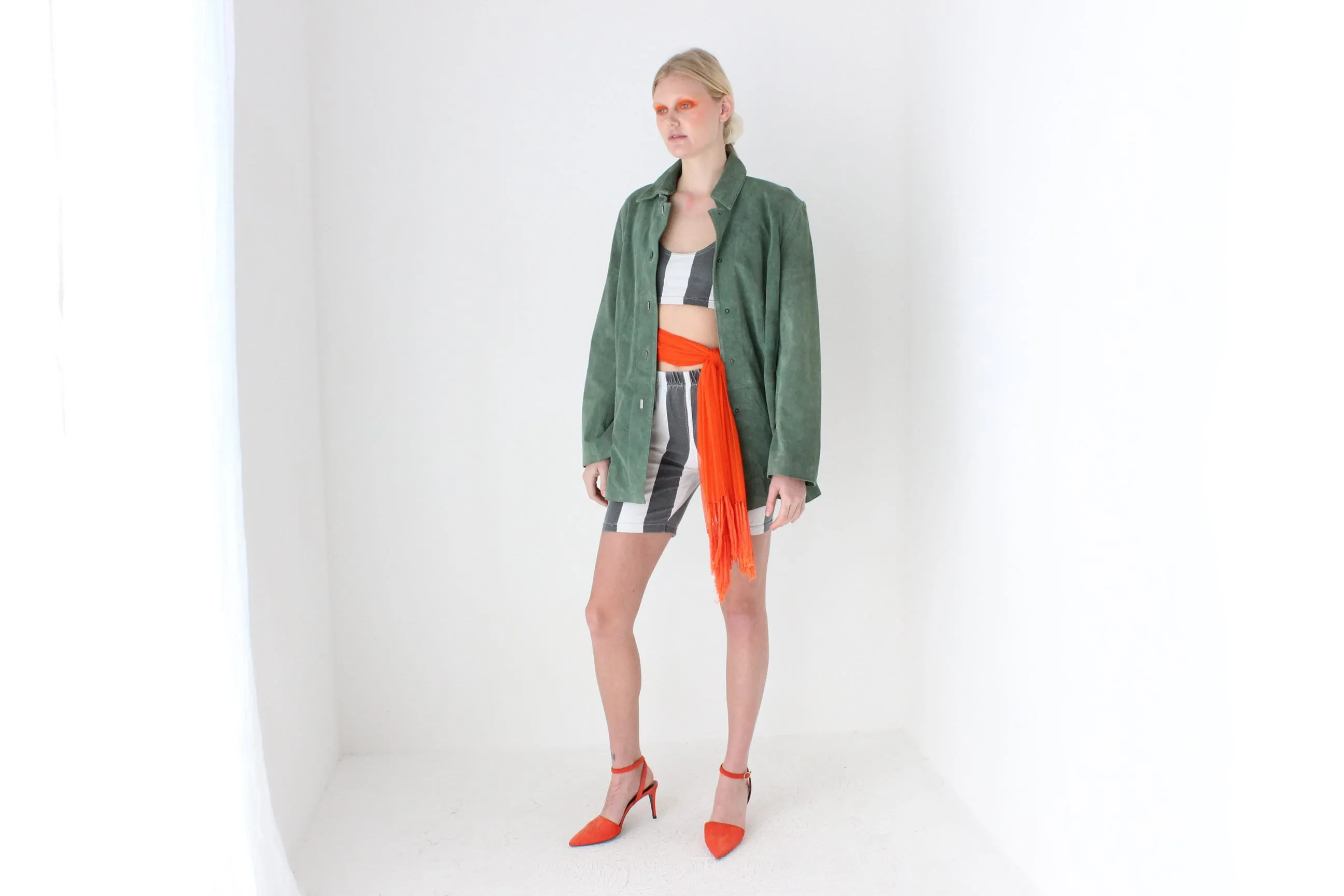 90s Forest Green Soft Suede Coat