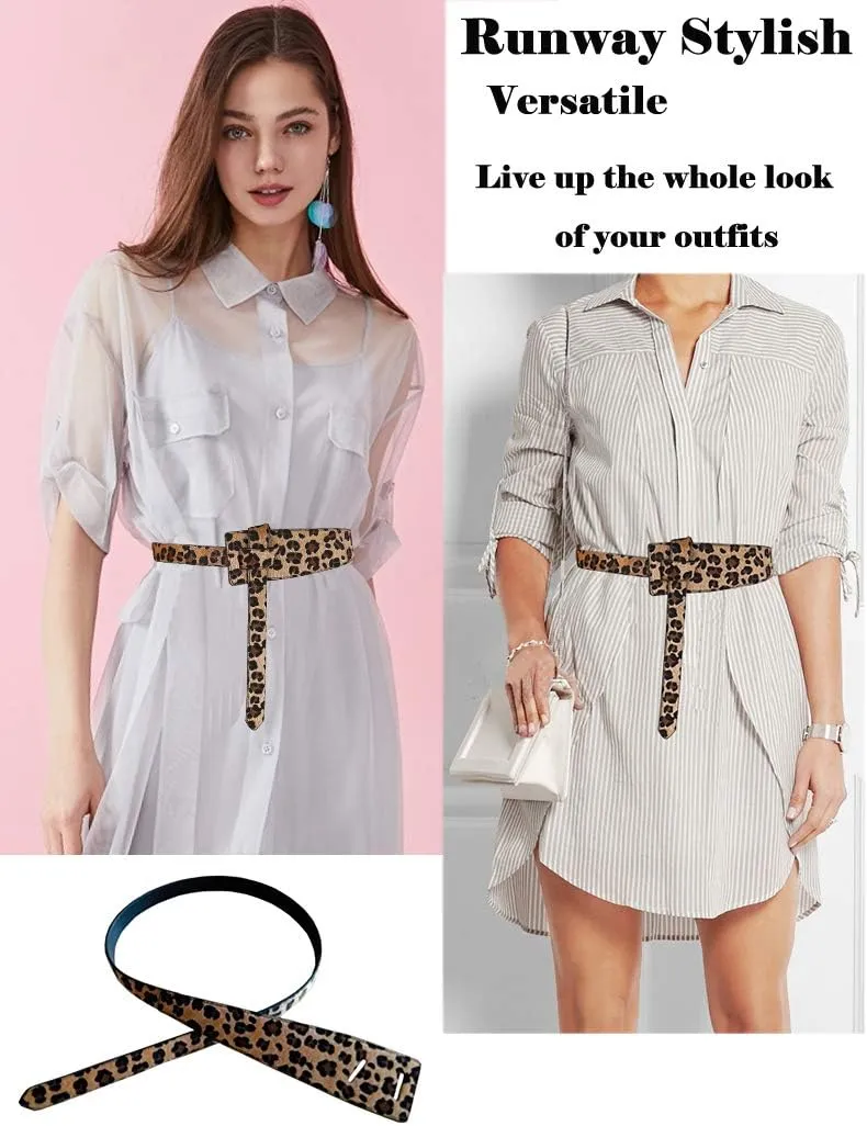 ALAIX Women's Leather Belt Dress Belt for Jeans Jumpsuit Coat Fashion Tie a Knot Genuine Leather Waist Belt