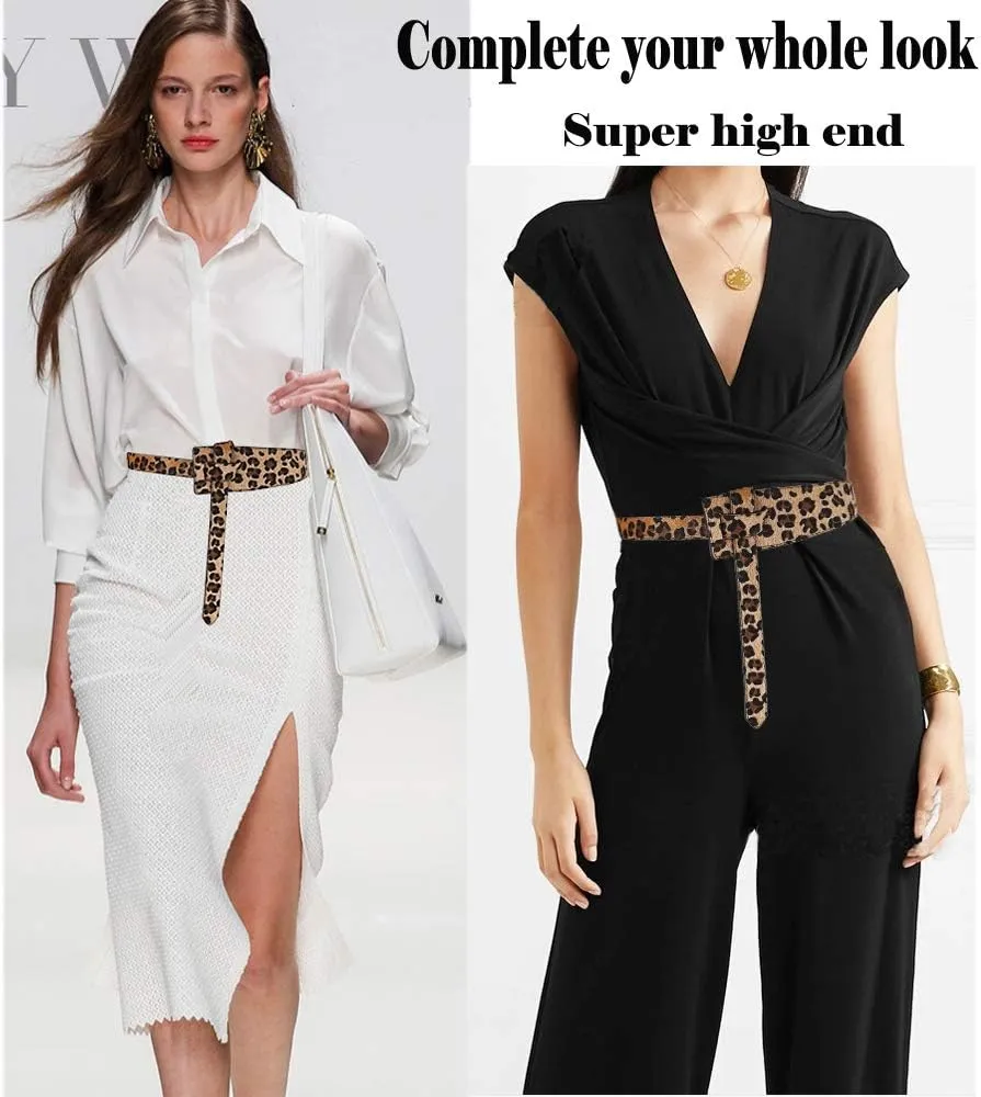 ALAIX Women's Leather Belt Dress Belt for Jeans Jumpsuit Coat Fashion Tie a Knot Genuine Leather Waist Belt