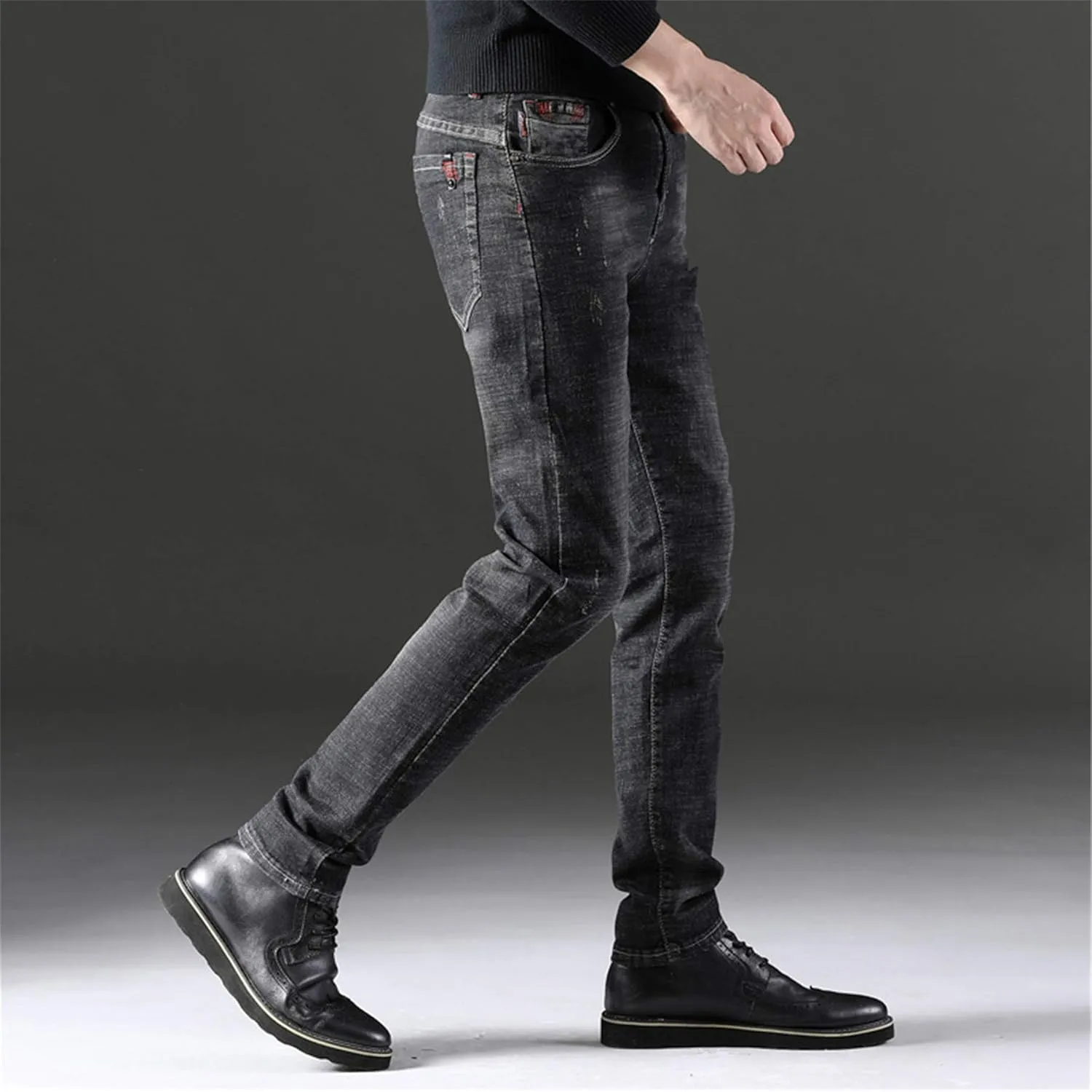 Andongnywell Men's Slim Fit Stretch Denim Pants Stretchy Skinny Jeans Tapered Legs Trousers with Zipper