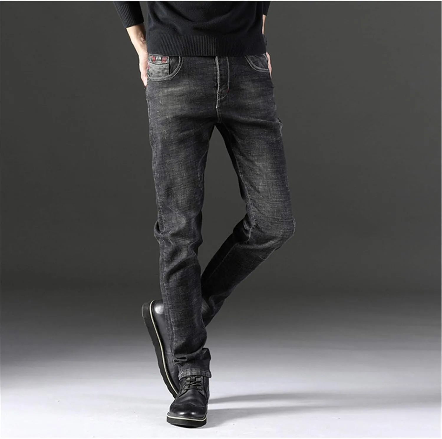 Andongnywell Men's Slim Fit Stretch Denim Pants Stretchy Skinny Jeans Tapered Legs Trousers with Zipper