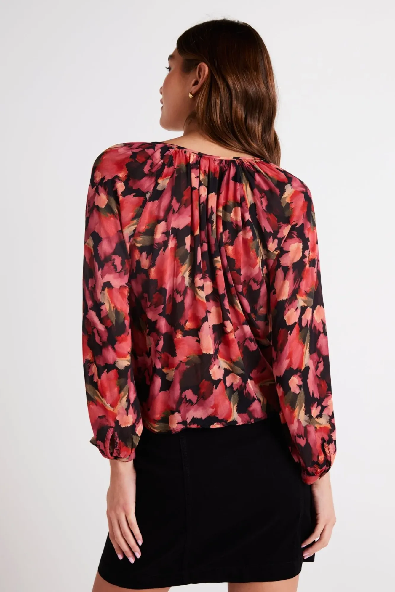 Autumn Bloom Tie Front Blouse