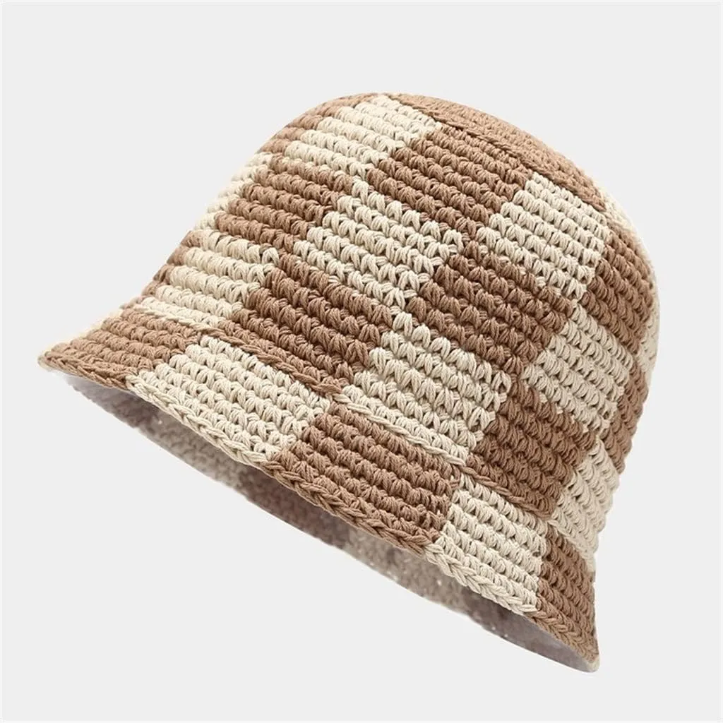 Beach Foldable Hats for Women Lady Hepburn Large Brim Bucket Hat Floppy Wide Brim Black White Sun Cap
