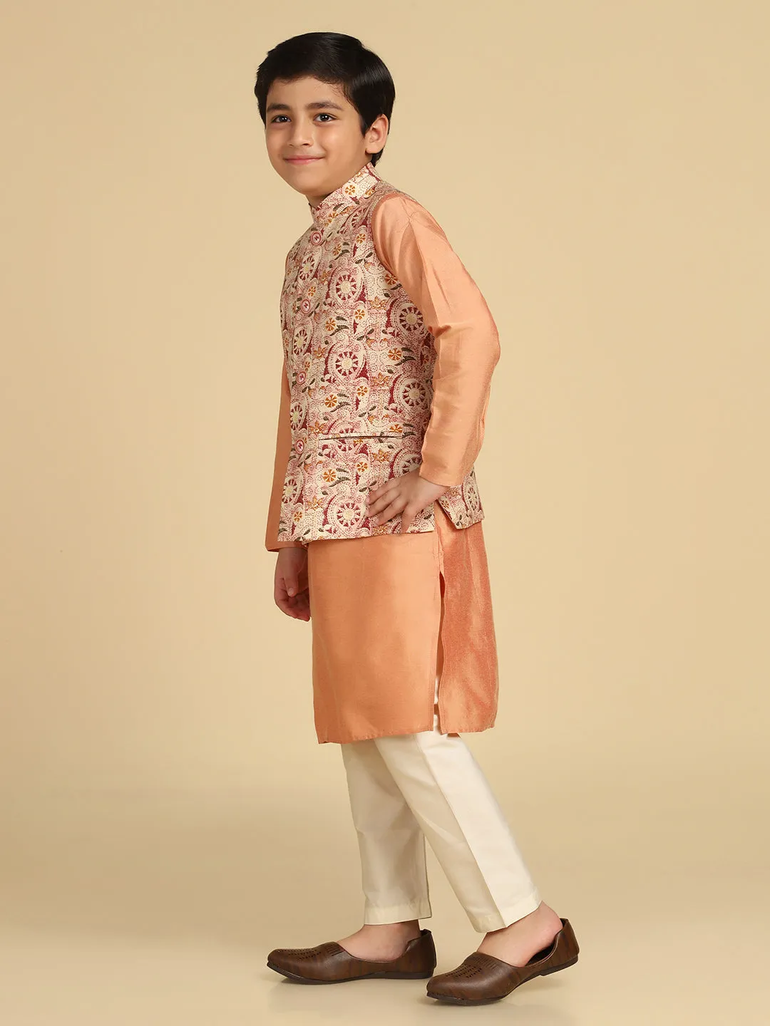 Boy's Multi Kantha Print Nehru Jacket (Set of 1)