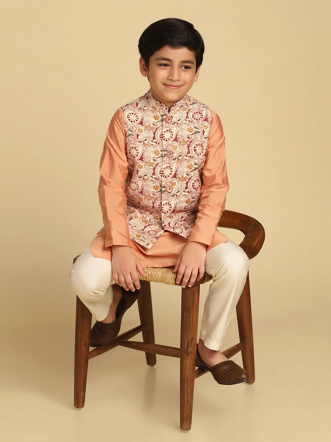 Boy's Multi Kantha Print Nehru Jacket (Set of 1)