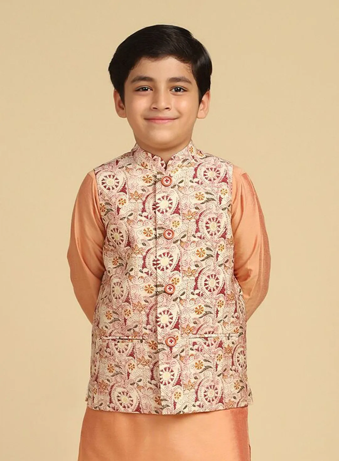 Boy's Multi Kantha Print Nehru Jacket (Set of 1)