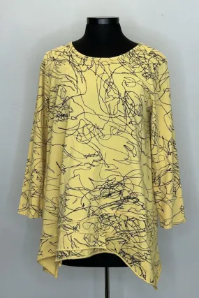 C44876L Soft Scoop Neck Top with Tiered Hemline