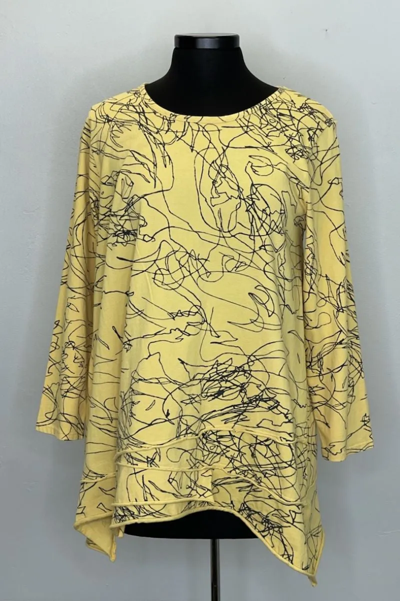 C44876L Soft Scoop Neck Top with Tiered Hemline