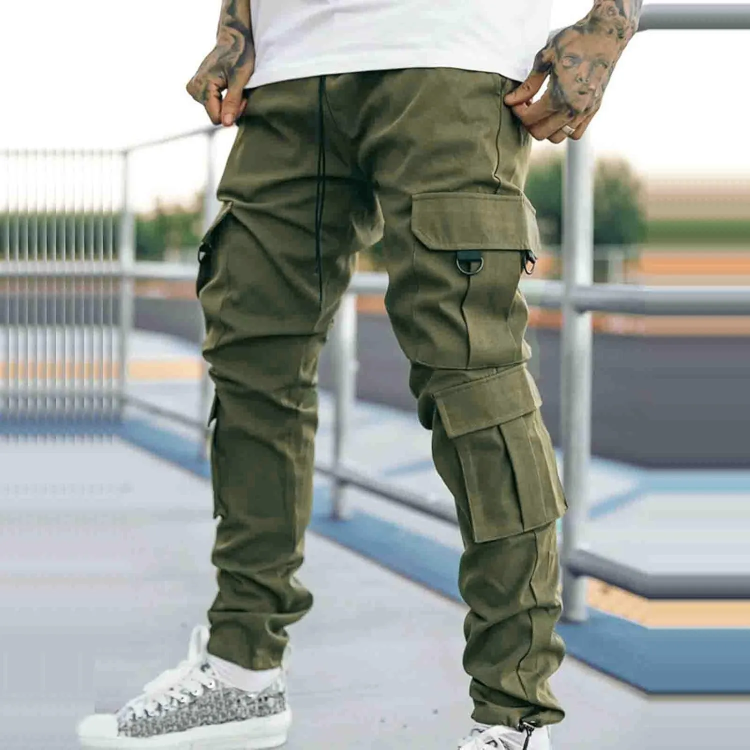 Cargo Pants for Men Joggers Pants with 6 Pocket Lightweight Casual Baggy Overalls Jogger Sports Outdoor Trousers Mens