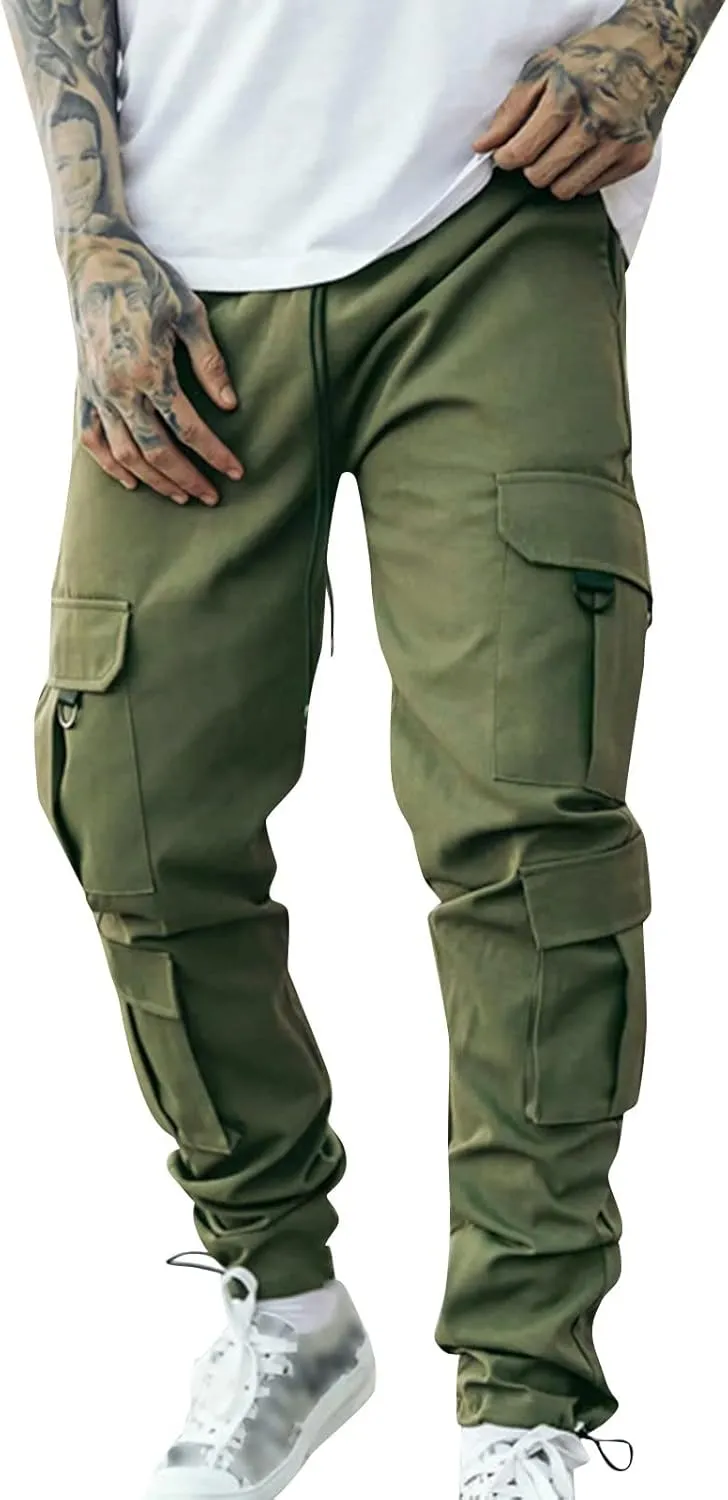 Cargo Pants for Men Joggers Pants with 6 Pocket Lightweight Casual Baggy Overalls Jogger Sports Outdoor Trousers Mens