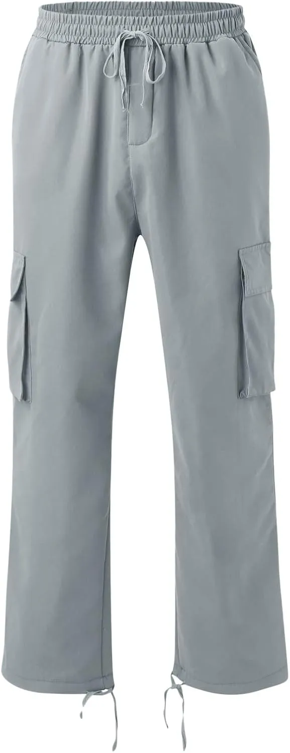 Cargo Sweatpants for Men Big and Tall Straight Fit Multi Pocket Cargo Pants Casual Fashion Hiking Outdoor Recreation