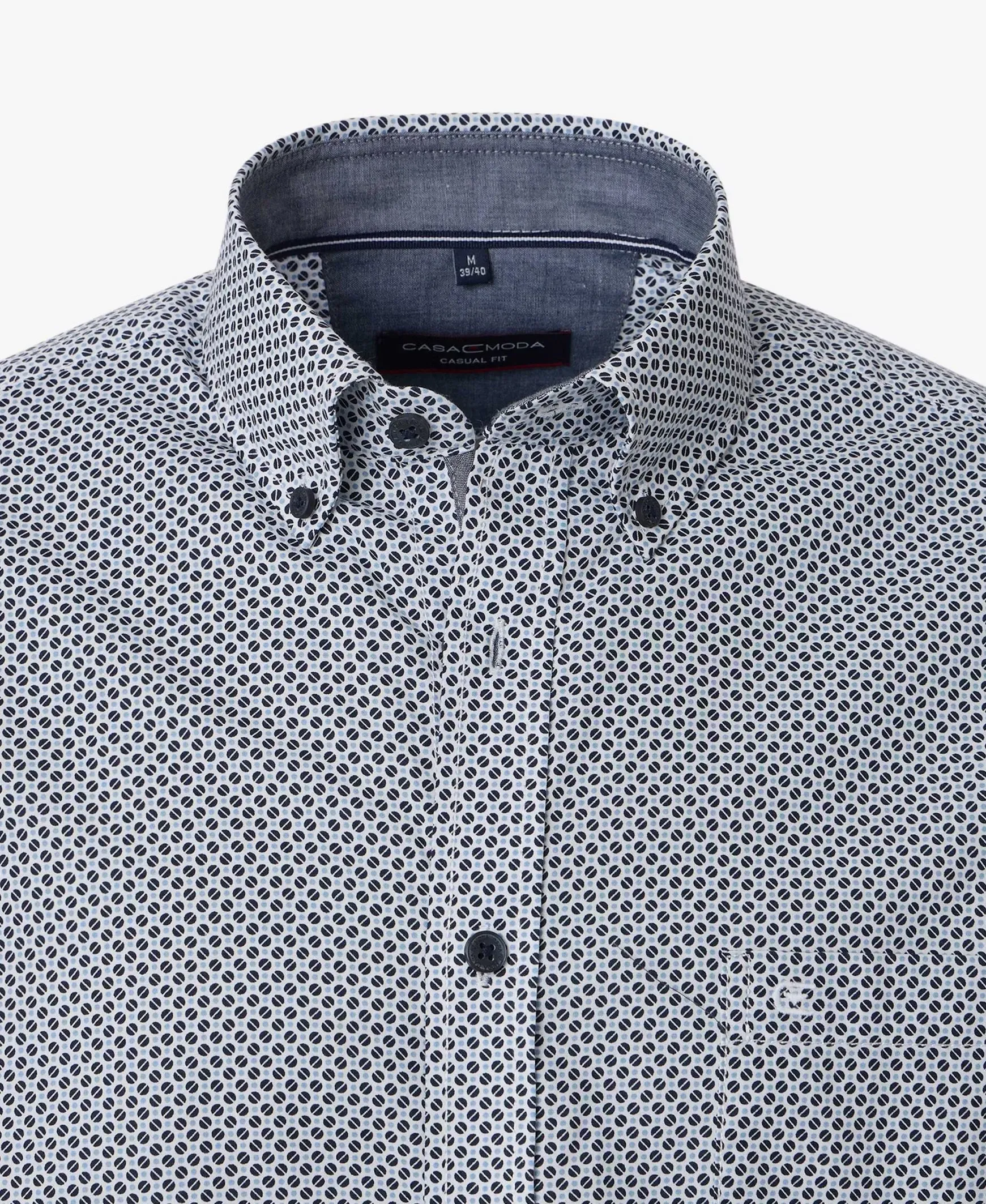Casa Moda Circle Print Long Sleeve Casual Shirt 100 - Navy
