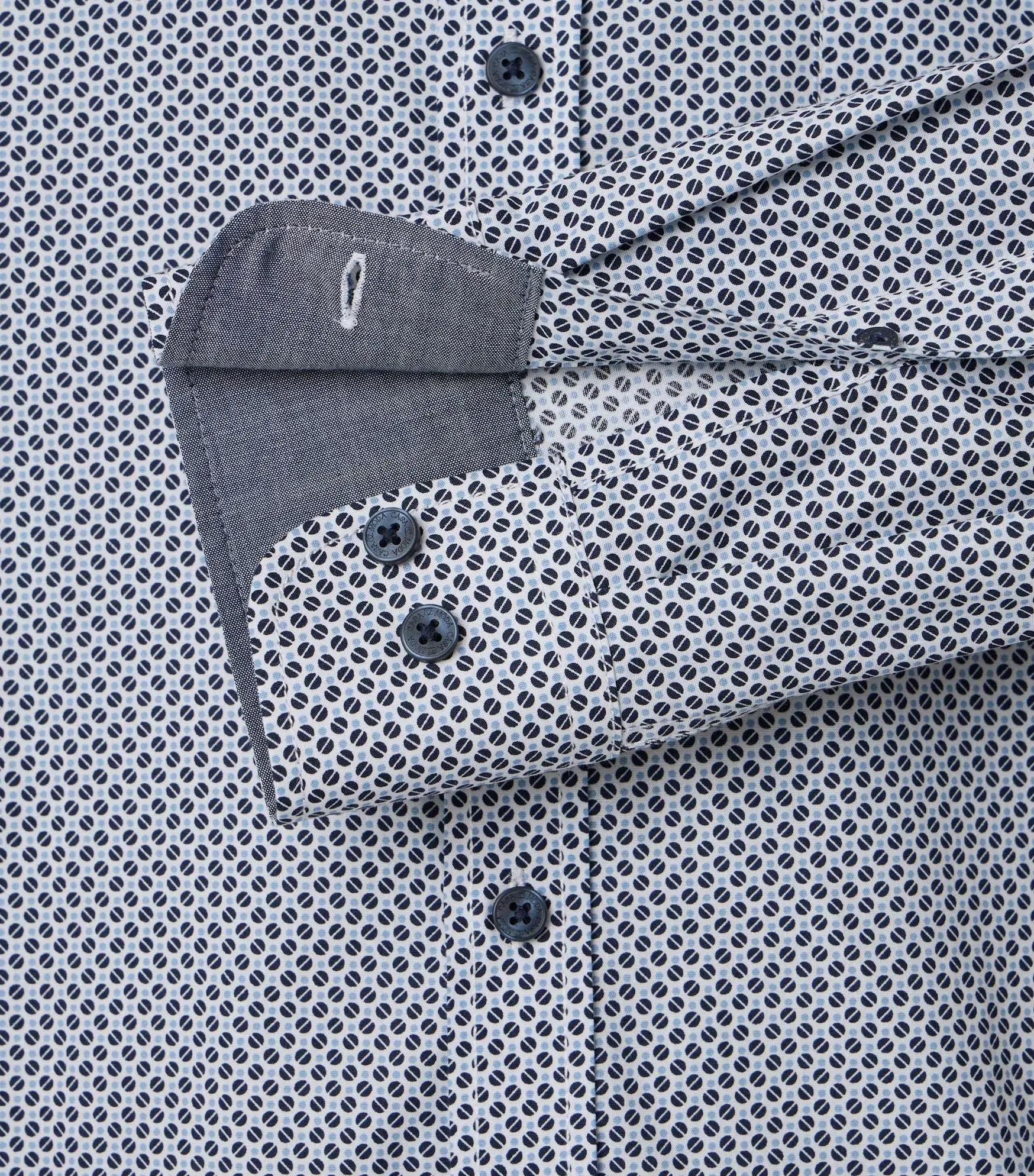 Casa Moda Circle Print Long Sleeve Casual Shirt 100 - Navy