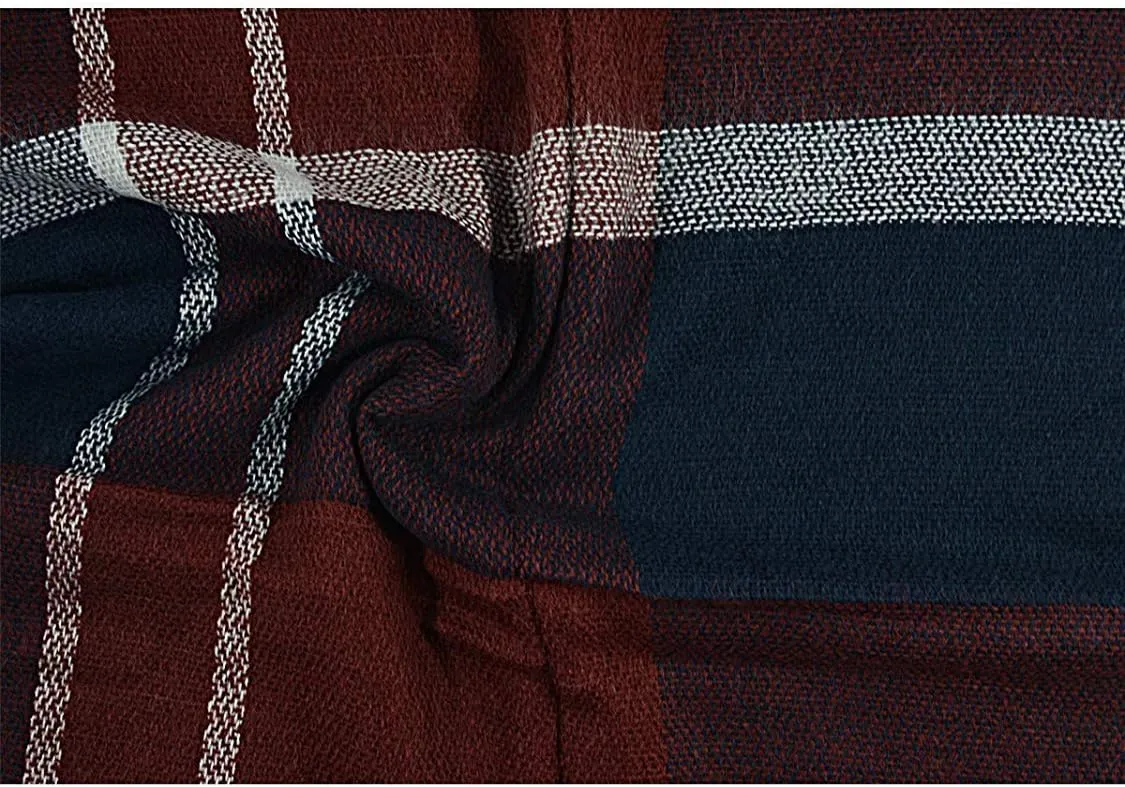 Century Star Womens Winter Oversized Large Triangle Shawl Wrap - Warm Fall Plaid Knit Scarf