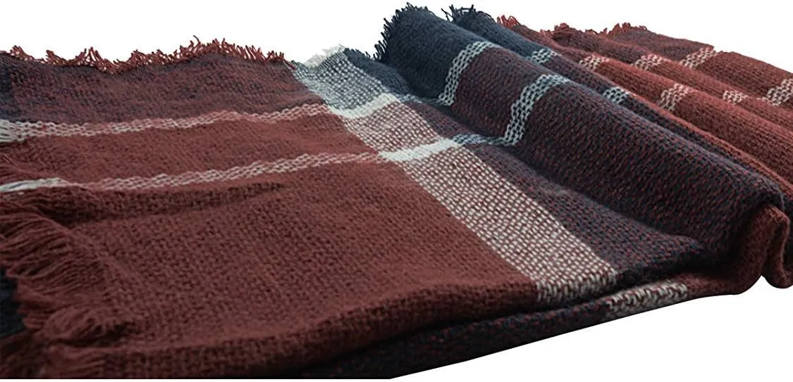 Century Star Womens Winter Oversized Large Triangle Shawl Wrap - Warm Fall Plaid Knit Scarf