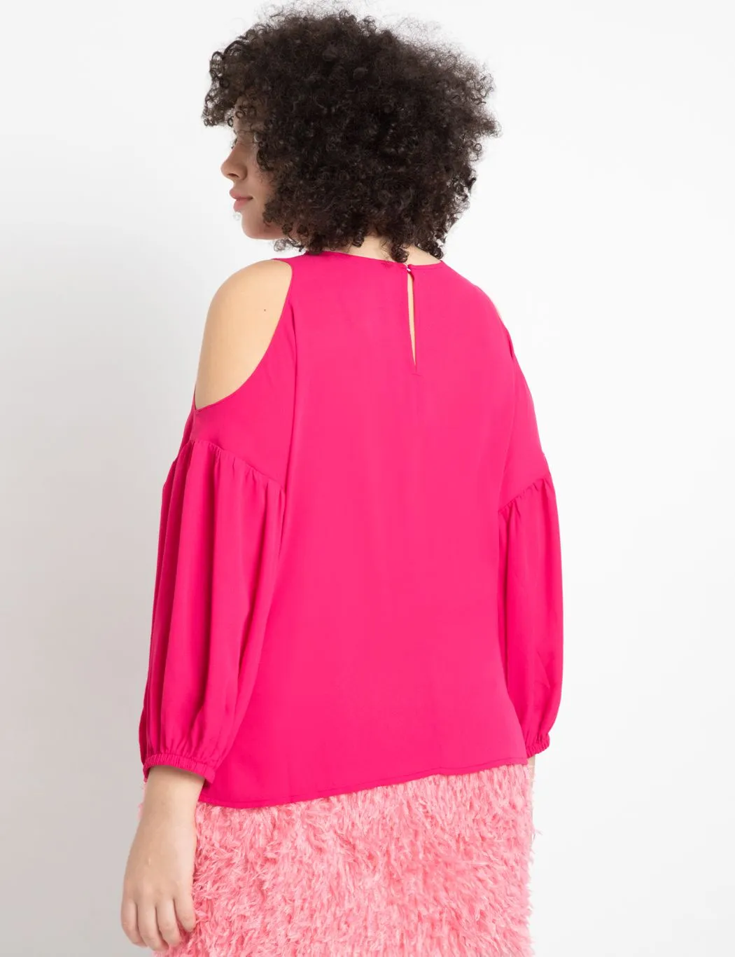 Cold Shoulder Top in Fuschia
