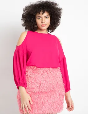 Cold Shoulder Top in Fuschia