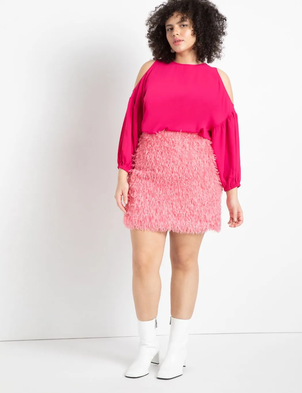 Cold Shoulder Top in Fuschia