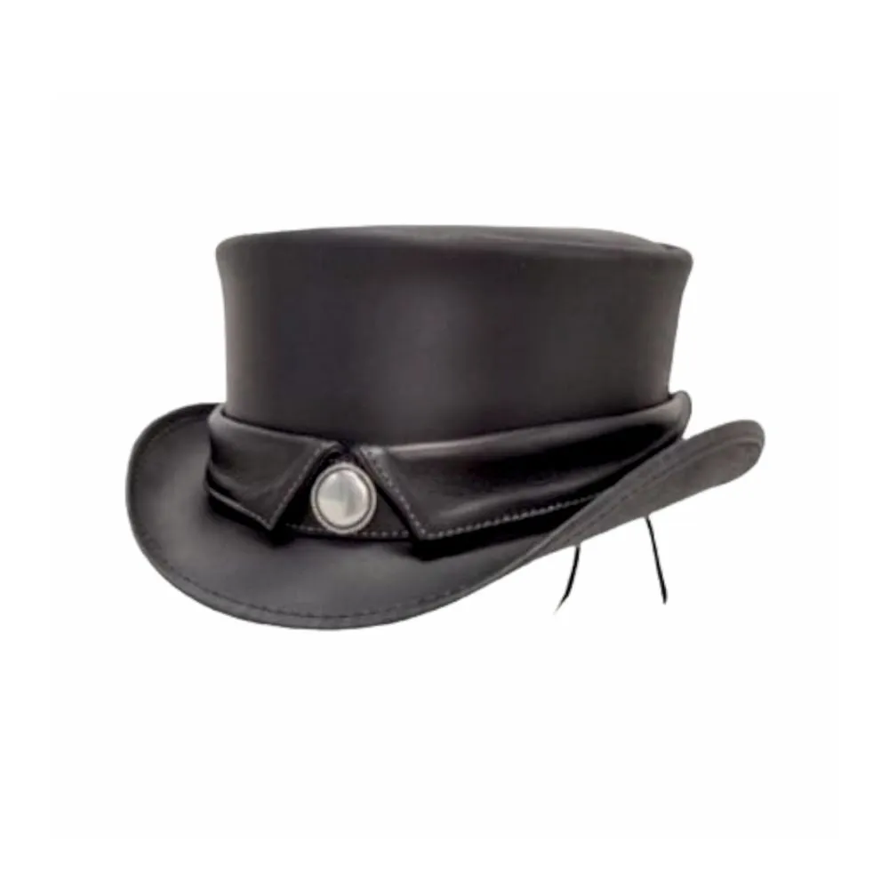 Collar Band Leather Top Hat