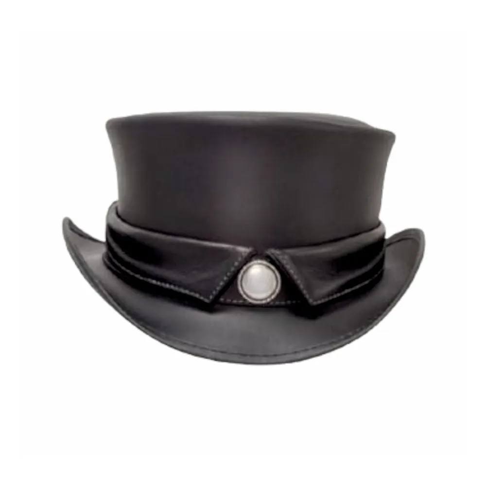 Collar Band Leather Top Hat