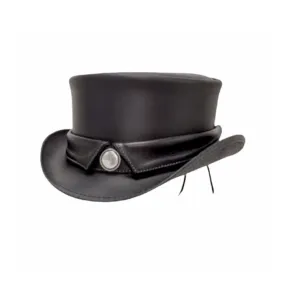 Collar Band Leather Top Hat