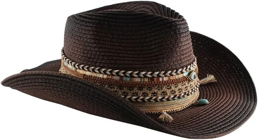 Cowboy Hat Tourist Beach Hat Hand-Knitted Big Brim Sunscreen Hat Women