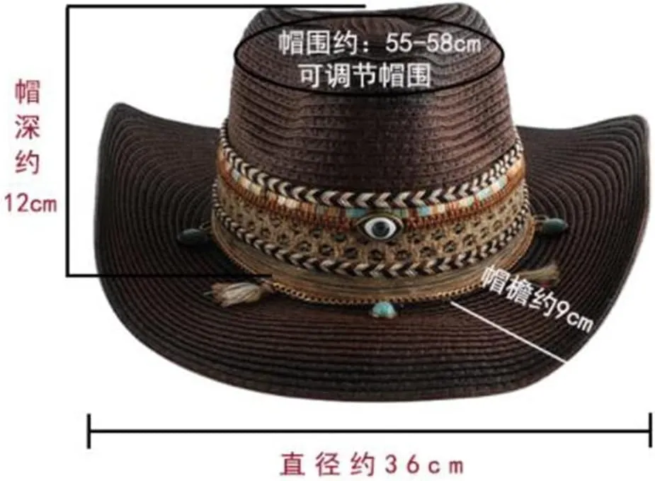 Cowboy Hat Tourist Beach Hat Hand-Knitted Big Brim Sunscreen Hat Women