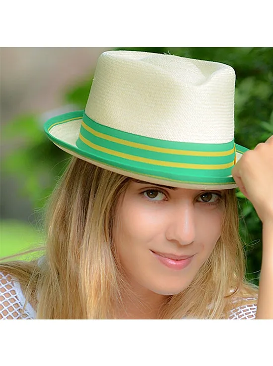 Cuban Panama Hat for Women - Natural & Green