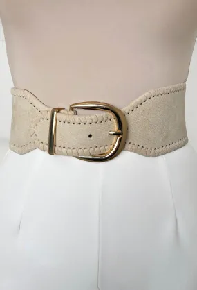 Cutesy Babe Nude Faux Suede Elasticated Belt