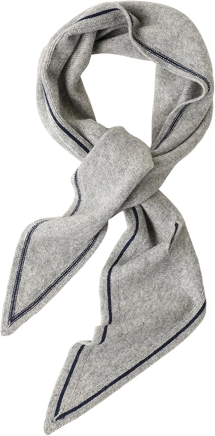 Diamond-Shaped Small Neck Scarf 30% Cashmere & 70% Wool, Soft Warm Knitted Collar Cross Neck Triangle Scarf for Women Girls, Spring Autumn Versatile Neckerchief Short Knit Collar Scarves, Gift Grey