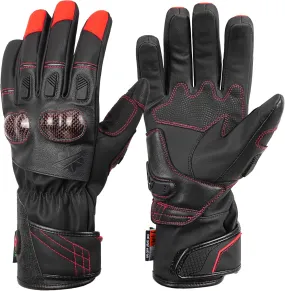 Dr.Warm Heated Motorcycle Gloves, Rechargeable Battery Heated Gloves Touchscreen Leather Riding Gloves Anti-Slip with Good Grip Hard Knuckles Protection for Men Women Motocross