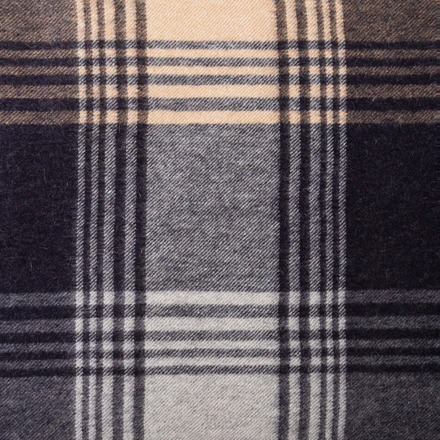 Edinburgh 100% Cashmere Wide Scarf  Broken Check - Navy/Camel