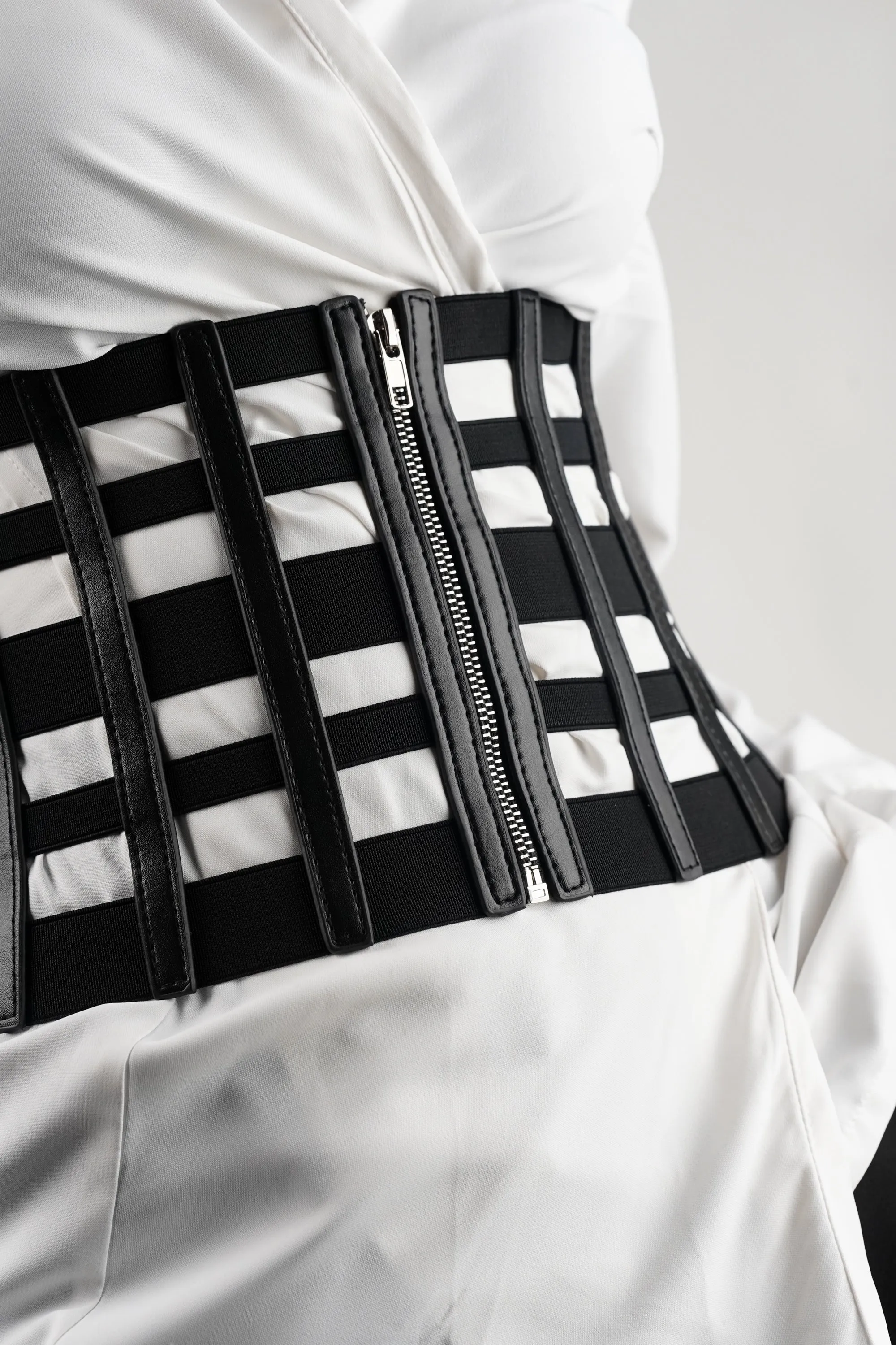 Elasticated Check Pattern Corset Belt