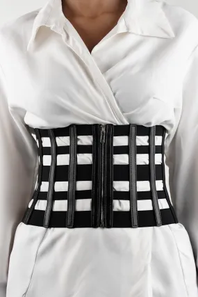 Elasticated Check Pattern Corset Belt