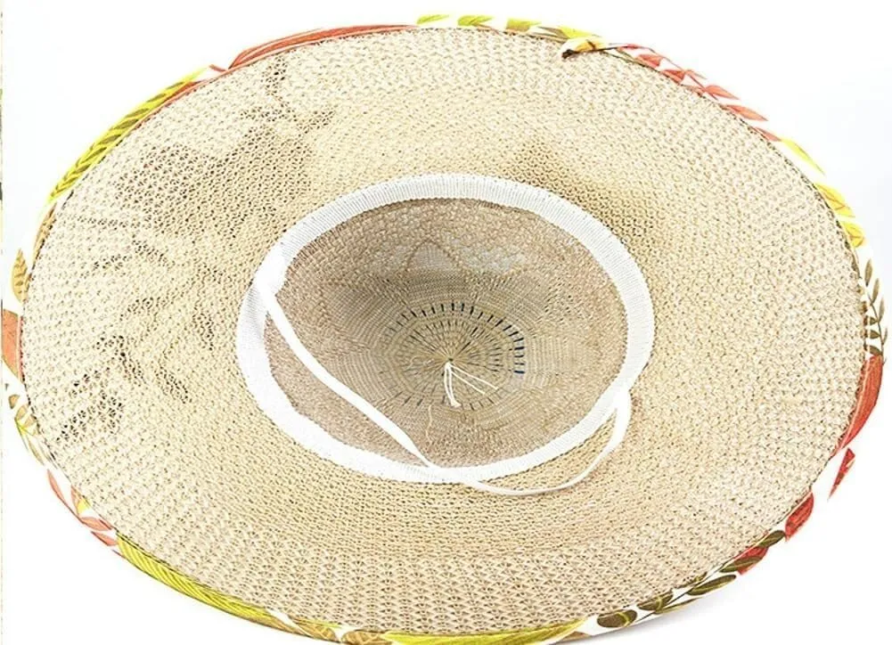 Elegant Straw Sun Hat Women Summer Wide Brim UV Protection Visor Hat Cute Knitted Flower Decoration Beach Bucket Hat