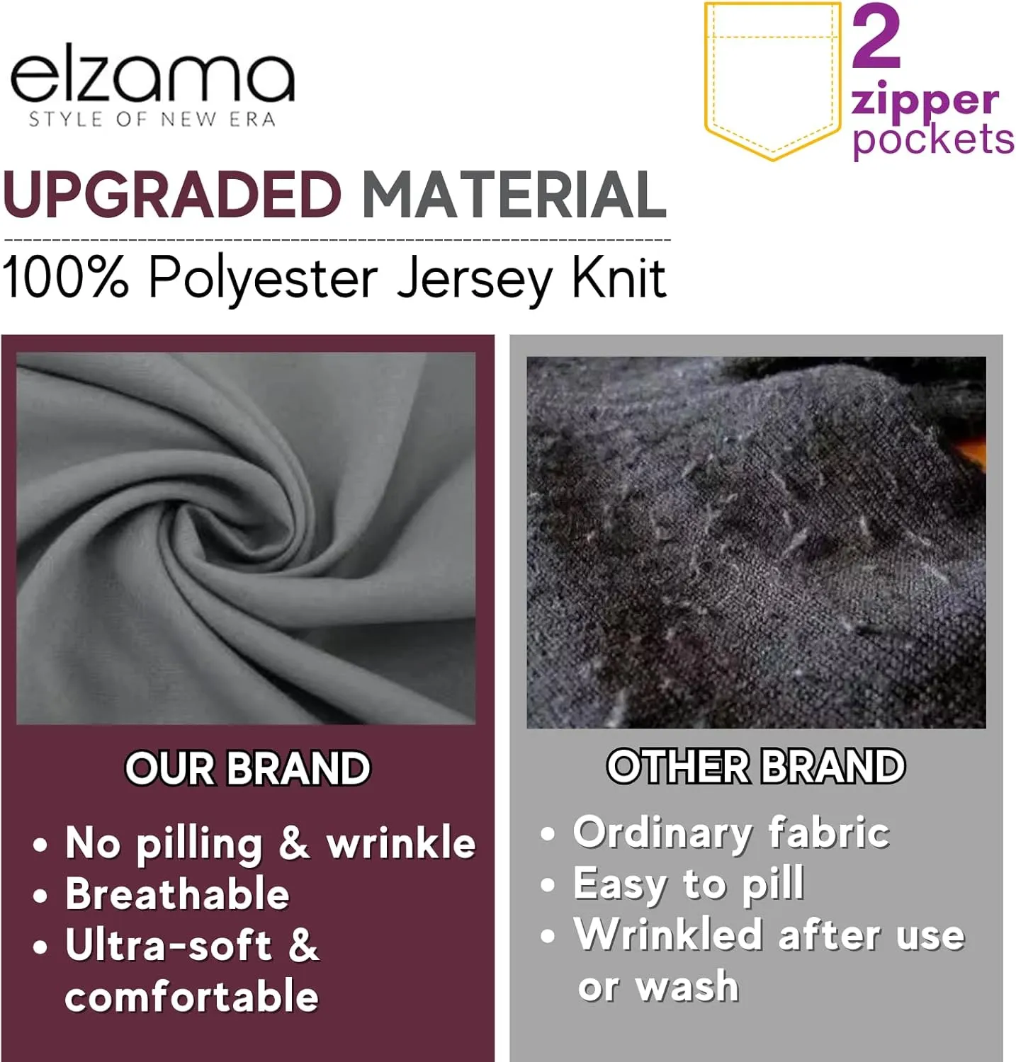 elzama Travel Scarf 2 Hidden Zipper Pocket for Women, Infinity Loop Scarf with Double Zip Pockets, Neck Wrap, Dual Color