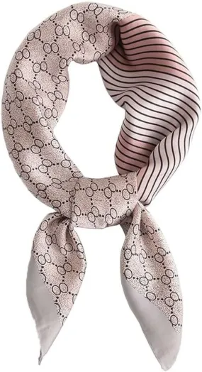 Fashion and Elegant Silk Feeling Scarf Square Satin Retro Style Sunscreen Head Scarf for Women 27.5" × 27.5"