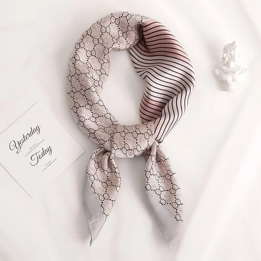 Fashion and Elegant Silk Feeling Scarf Square Satin Retro Style Sunscreen Head Scarf for Women 27.5" × 27.5"