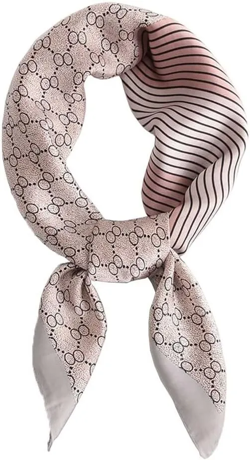 Fashion and Elegant Silk Feeling Scarf Square Satin Retro Style Sunscreen Head Scarf for Women 27.5" × 27.5"