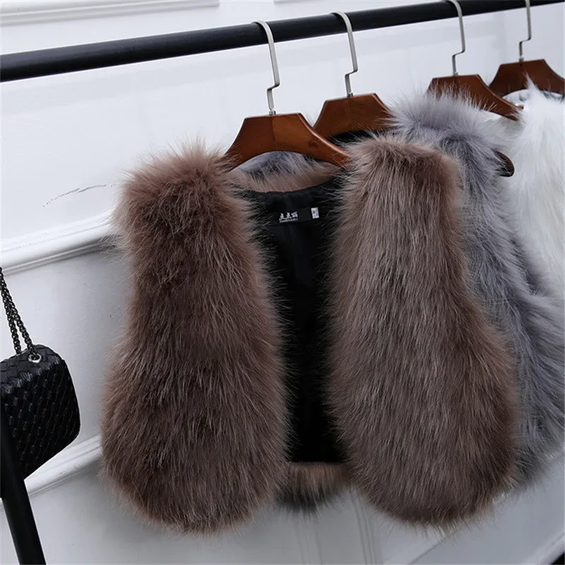 Faux Fox Fur Slim Waistcoat