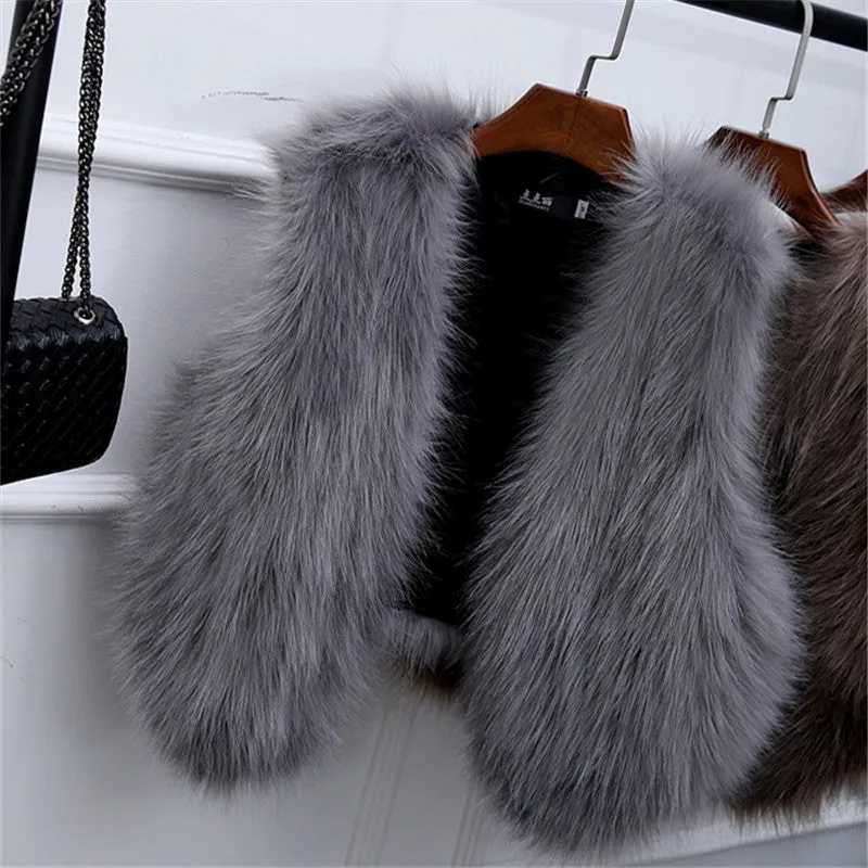 Faux Fox Fur Slim Waistcoat