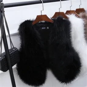 Faux Fox Fur Slim Waistcoat