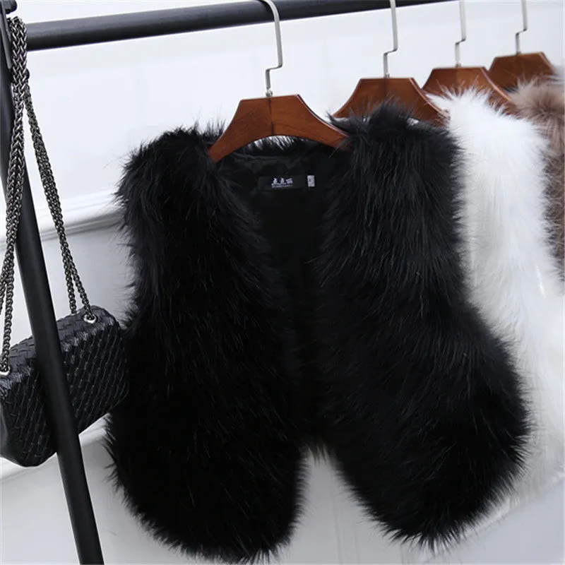 Faux Fox Fur Slim Waistcoat