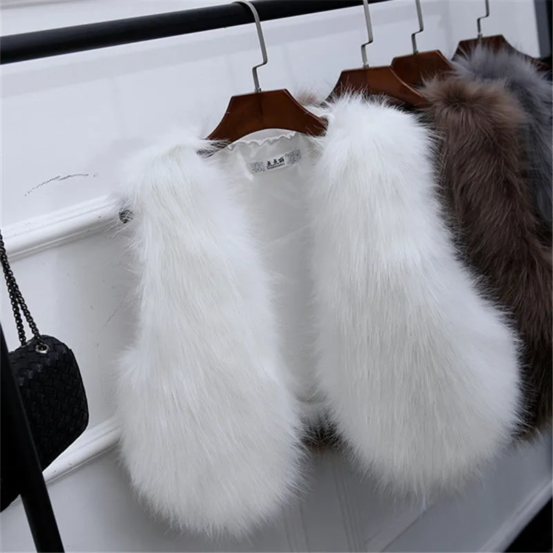 Faux Fox Fur Slim Waistcoat