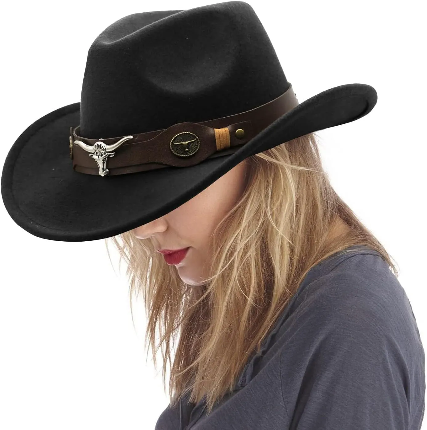 Felt Western Cowboy Hat Men Wide Brim Cowboy Cowgirl Hat Women Fedora Hat Vintage Trilby Hat Sombrero Panama Jazz Hat Belt