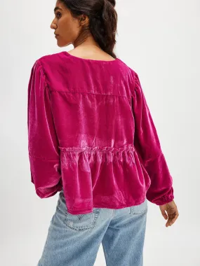 Fidelma New Women's Sweet Casual Tie Velvet Shirt