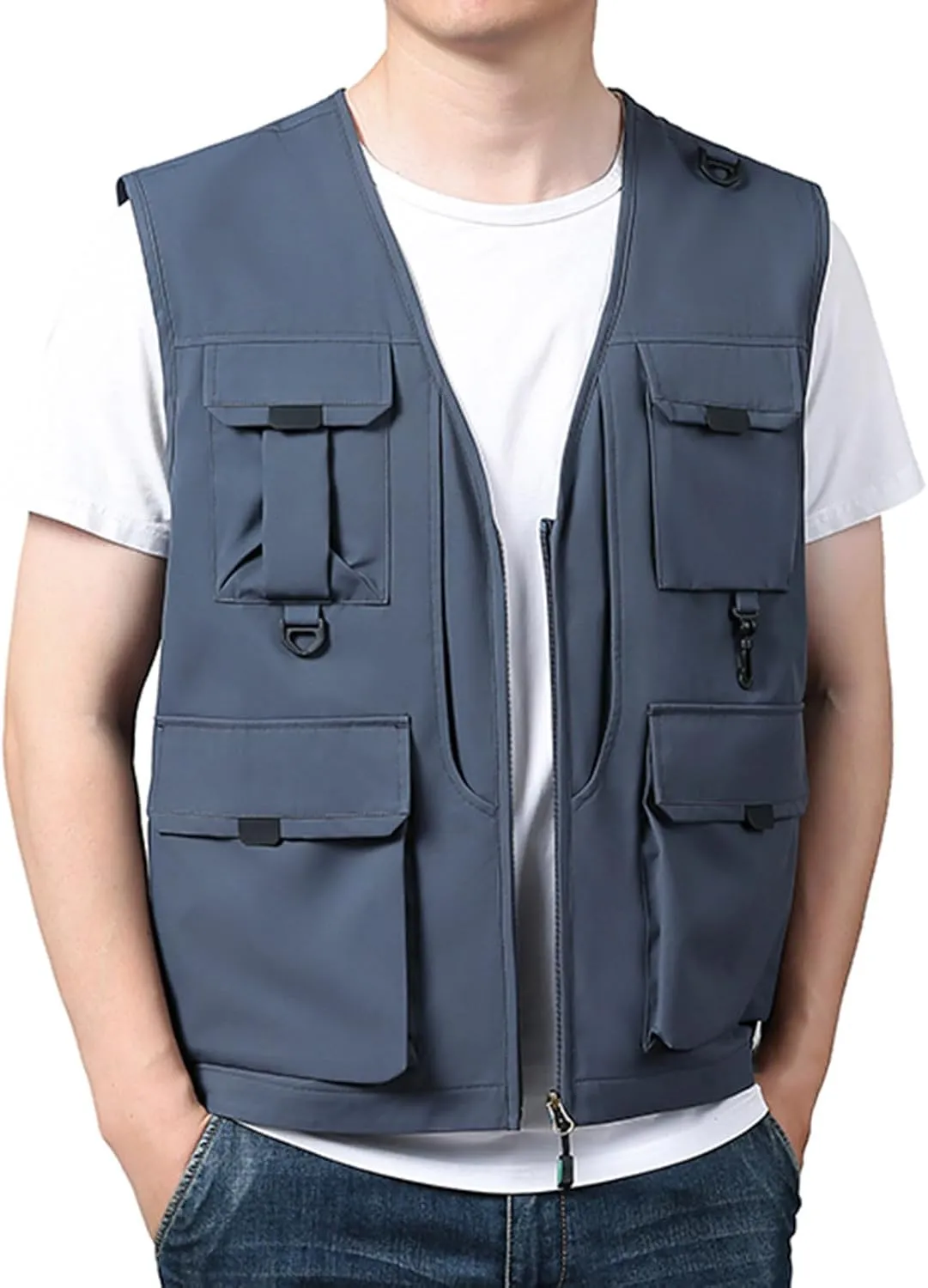 Fishing Vests for Men Lightweight Breathable Journalist Photographer Fishing Vest Outdoor Safari Travel Waistcoat Gilet