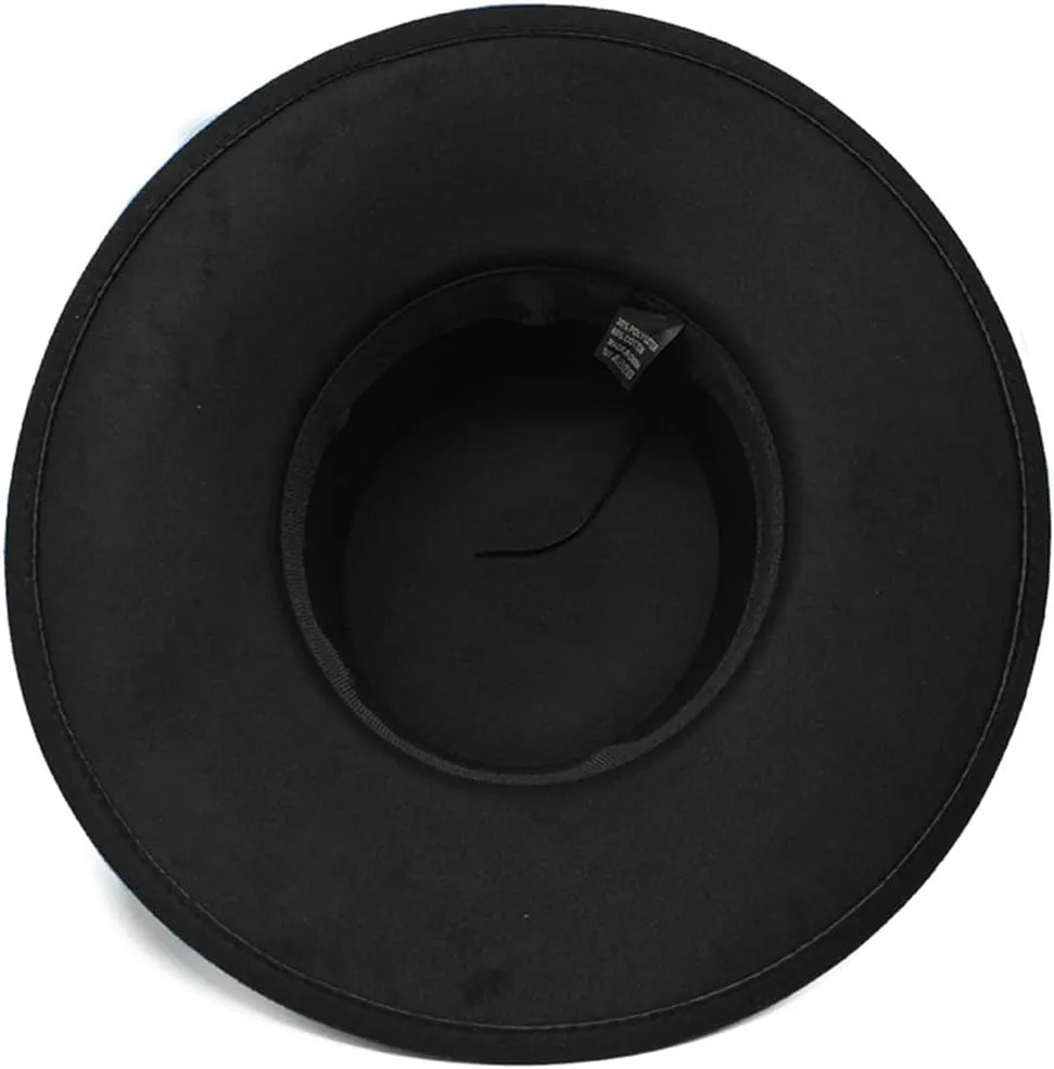 Flat Top Hat for Women Big Brim Felt Fedora Hat Pearl Ribbon Elegant Wedding Jazz Cap