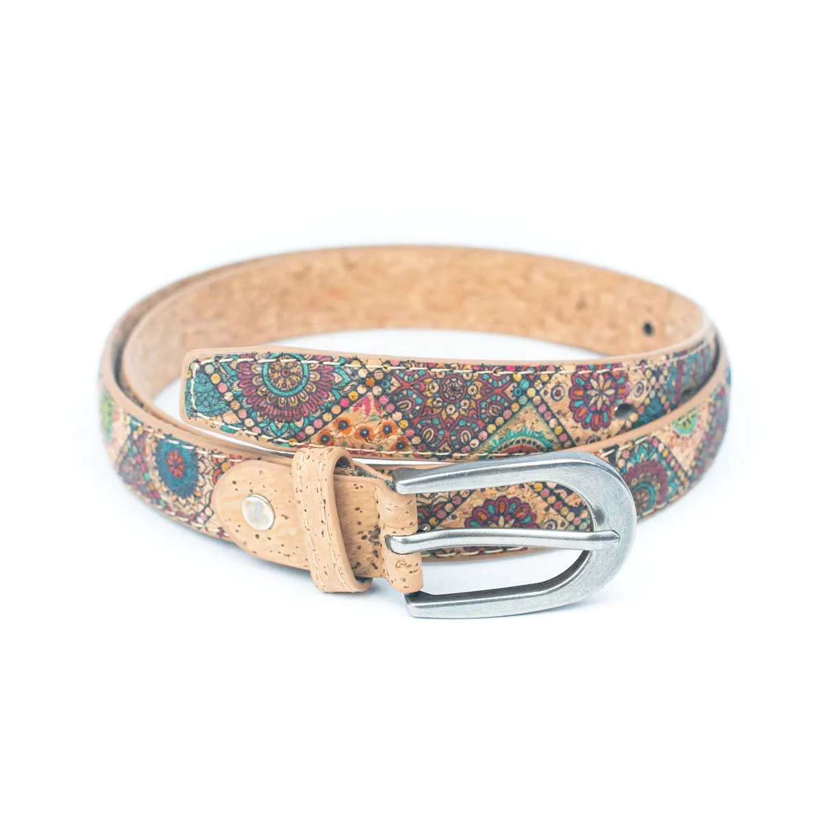 Floral Print Cork Women's Belt Width of 2.8cm L-1026